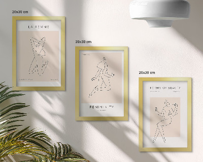 Juego de 3 cuadros decorativos Siluetas lineales de mujeres en carteles minimalistas