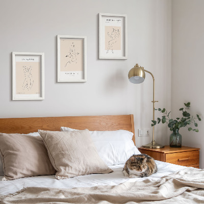 Juego de 3 cuadros decorativos Siluetas lineales de mujeres en carteles minimalistas