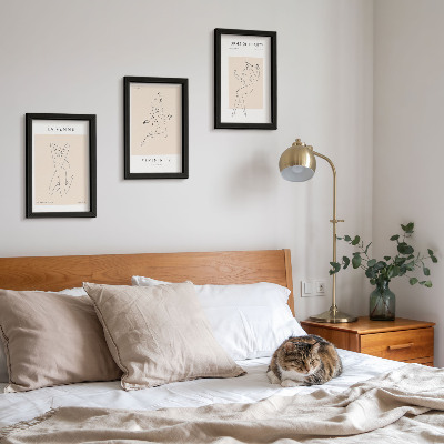 Juego de 3 cuadros decorativos Siluetas lineales de mujeres en carteles minimalistas