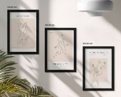 Juego de 3 cuadros decorativos Siluetas lineales de mujeres en carteles minimalistas