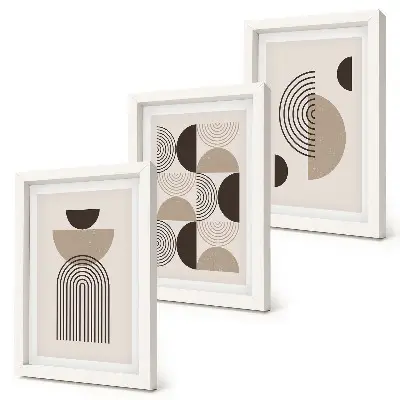 Juego de 3 cuadros decorativos con diseño de patrones geométricos abstractos minimalistas