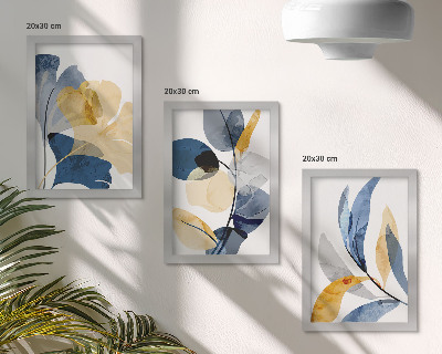 Juego de 3 cuadros decorativos Motivos vegetales en estilo acuarela.