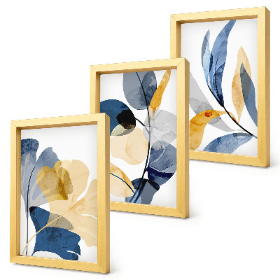 Juego de 3 cuadros decorativos Motivos vegetales en estilo acuarela.