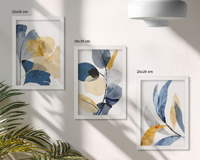 Juego de 3 cuadros decorativos Motivos vegetales en estilo acuarela.