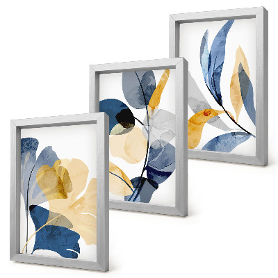 Juego de 3 cuadros decorativos Motivos vegetales en estilo acuarela.