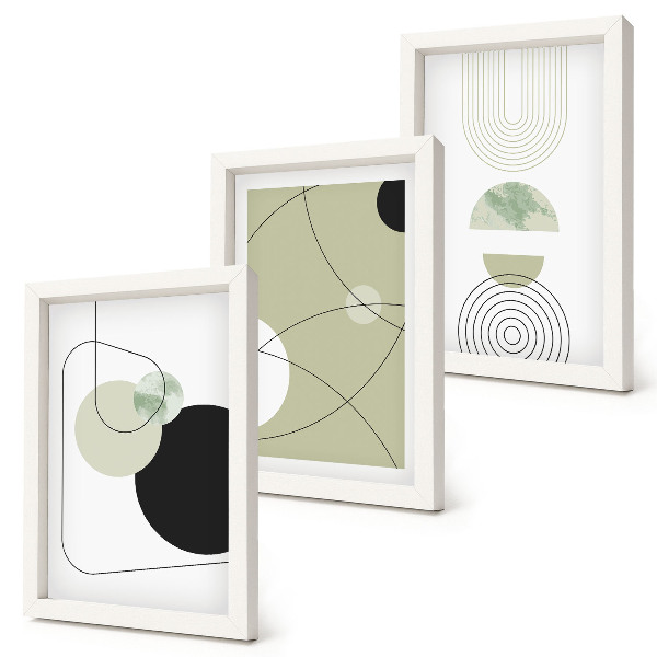 Juego de 3 cuadros decorativos Formas abstractas en colores apagados