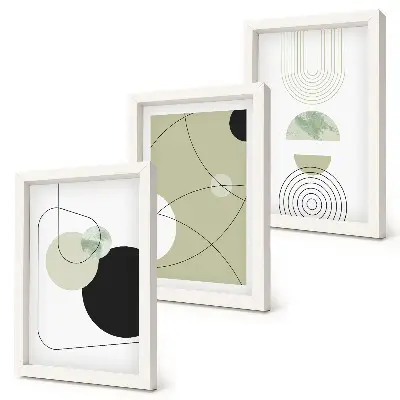 Juego de 3 cuadros decorativos con diseño de formas abstractas en colores apagados