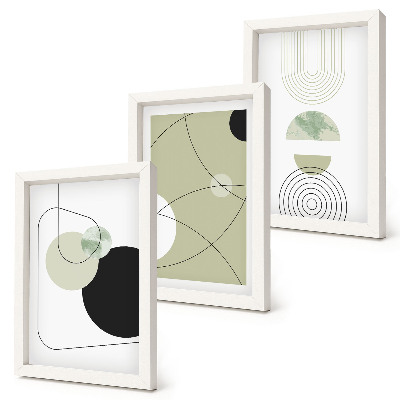 Juego de 3 cuadros decorativos Formas abstractas en colores apagados