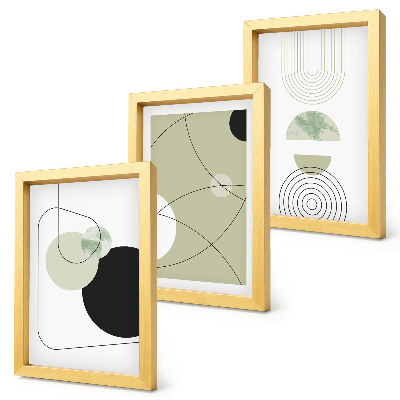 Juego de 3 cuadros decorativos Formas abstractas en colores apagados