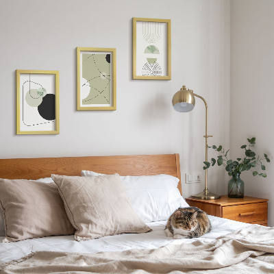 Juego de 3 cuadros decorativos Formas abstractas en colores apagados