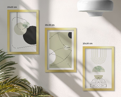 Juego de 3 cuadros decorativos Formas abstractas en colores apagados