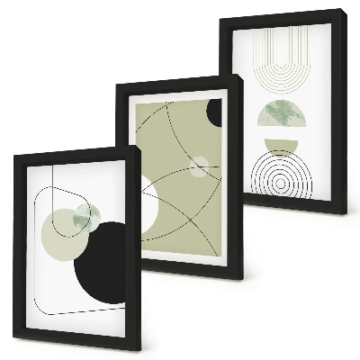 Juego de 3 cuadros decorativos Formas abstractas en colores apagados