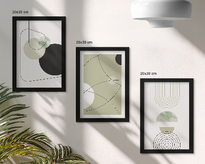 Juego de 3 cuadros decorativos Formas abstractas en colores apagados