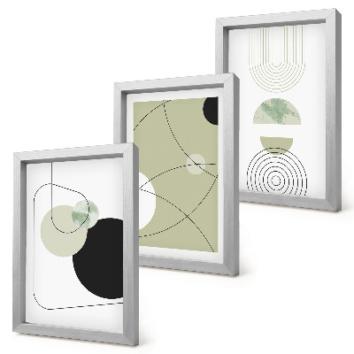 Juego de 3 cuadros decorativos Formas abstractas en colores apagados