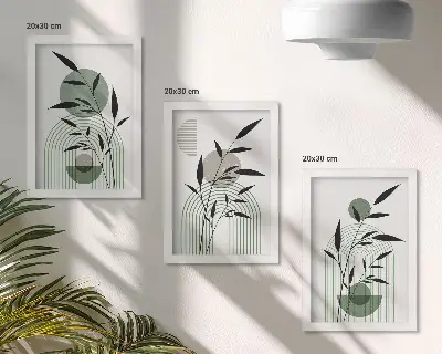 Juego de 3 cuadros decorativos con composiciones abstractas de plantas en estilo bohemio
