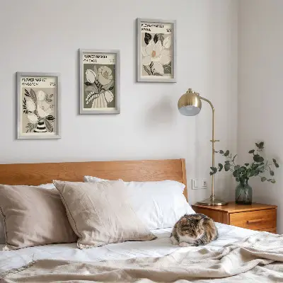 Juego de 3 cuadros decorativos con diseño retro de flores de los mercados de Kingston, Chicago y Seúl
