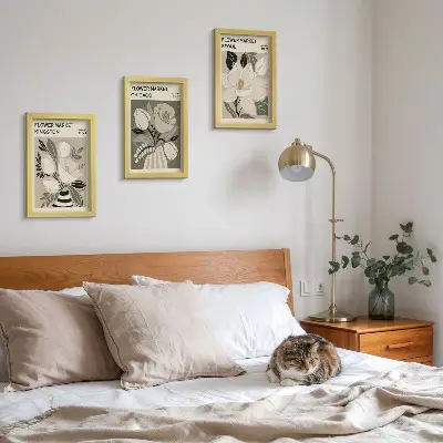 Juego de 3 cuadros decorativos con diseño retro de flores de los mercados de Kingston, Chicago y Seúl