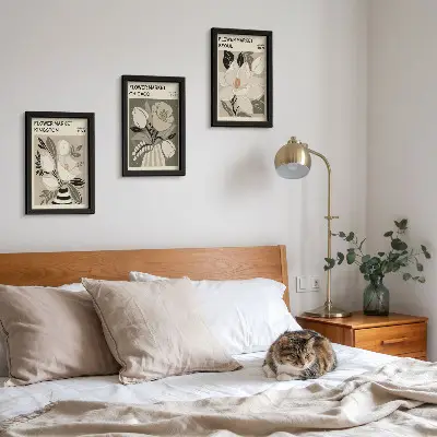 Juego de 3 cuadros decorativos con diseño retro de flores de los mercados de Kingston, Chicago y Seúl