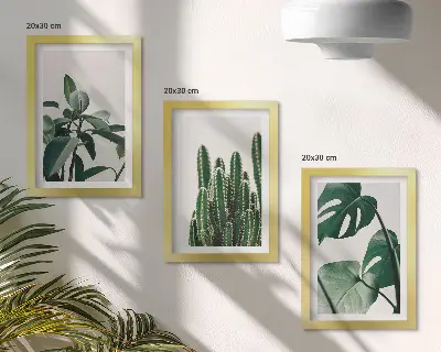 Juego de 3 cuadros decorativos con diseño de hojas estéticas de plantas tropicales de interior