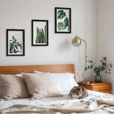 Juego de 3 cuadros decorativos con diseño de hojas estéticas de plantas tropicales de interior