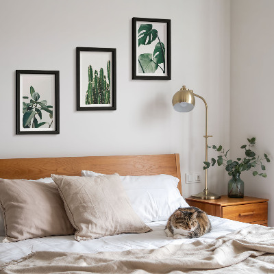 Juego de 3 cuadros decorativos Hojas estéticas de plantas de interior tropicales
