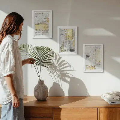 Juego de 3 cuadros decorativos con patrones de pintura abstractos minimalistas y modernos