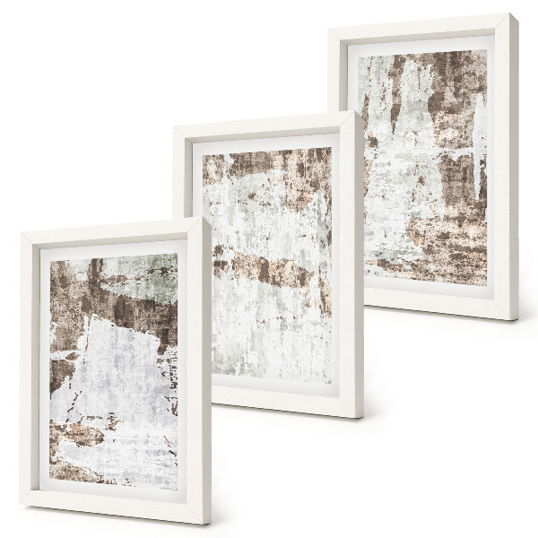 Juego de 3 cuadros decorativos Diseños abstractos en tonos blancos y marrones.