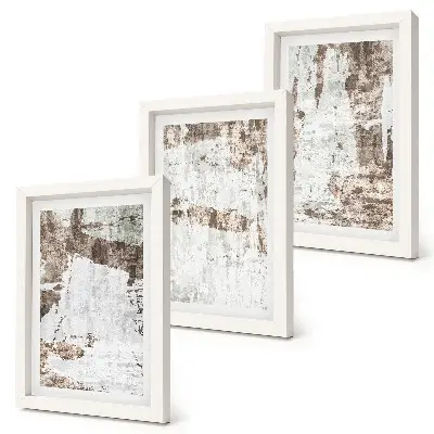 Juego de 3 cuadros decorativos con diseños abstractos en tonos blancos y marrones
