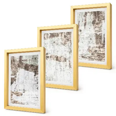 Juego de 3 cuadros decorativos con diseños abstractos en tonos blancos y marrones