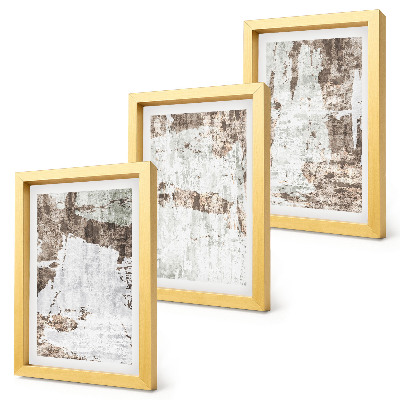Juego de 3 cuadros decorativos Diseños abstractos en tonos blancos y marrones.