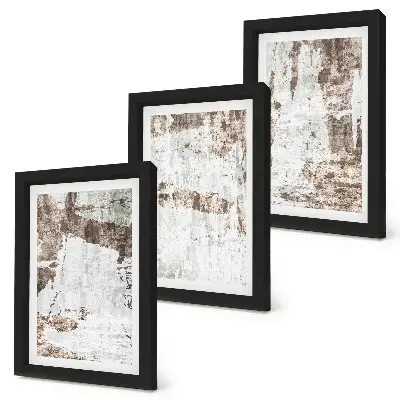 Juego de 3 cuadros decorativos con diseños abstractos en tonos blancos y marrones