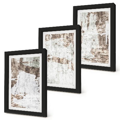 Juego de 3 cuadros decorativos Diseños abstractos en tonos blancos y marrones.