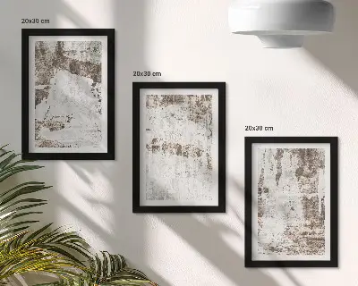 Juego de 3 cuadros decorativos con diseños abstractos en tonos blancos y marrones