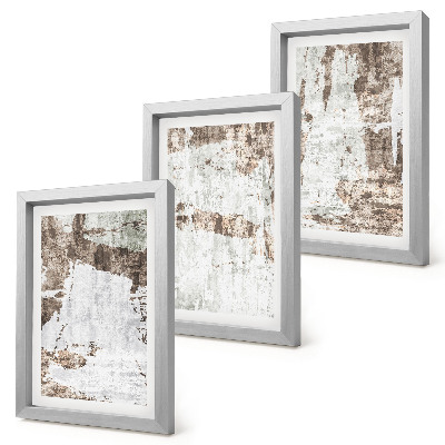 Juego de 3 cuadros decorativos Diseños abstractos en tonos blancos y marrones.