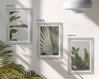 Juego de 3 cuadros decorativos con diseño de hojas de plantas tropicales en colores pastel