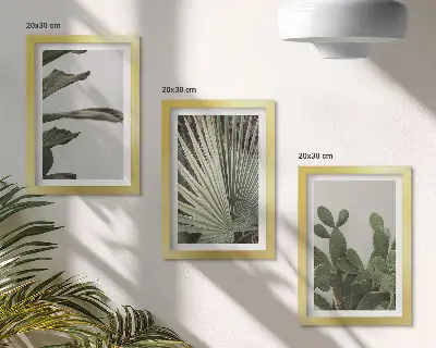 Juego de 3 cuadros decorativos con diseño de hojas de plantas tropicales en colores pastel
