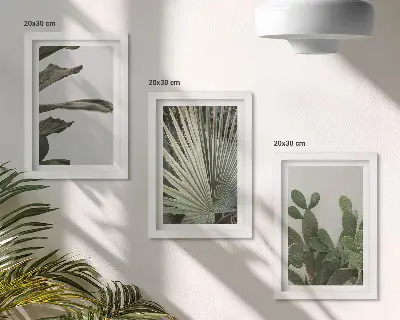 Juego de 3 cuadros decorativos con diseño de hojas de plantas tropicales en colores pastel
