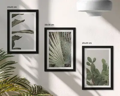 Juego de 3 cuadros decorativos con diseño de hojas de plantas tropicales en colores pastel