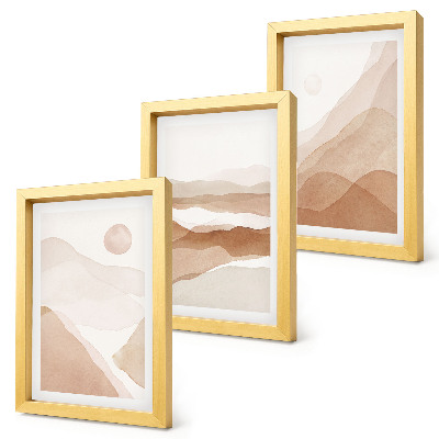 Juego de 3 cuadros decorativos Paisajes abstractos en tonos marrones y beige.