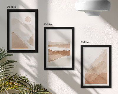 Juego de 3 cuadros decorativos Paisajes abstractos en tonos marrones y beige.