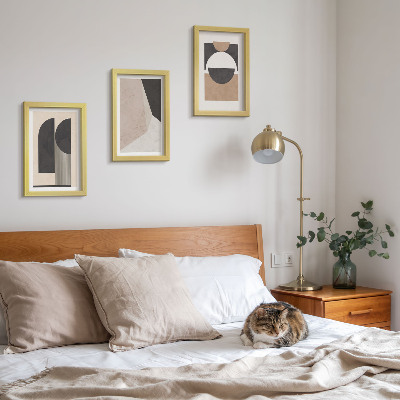 Juego de 3 cuadros decorativos Formas abstractas en tonos beige y marrón.