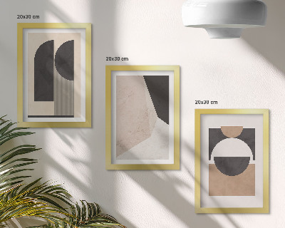 Juego de 3 cuadros decorativos Formas abstractas en tonos beige y marrón.