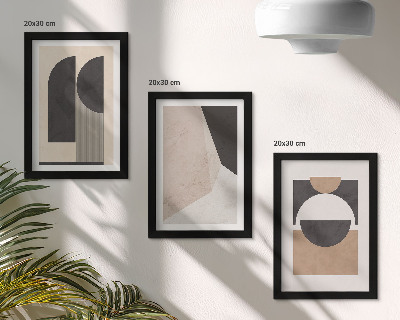 Juego de 3 cuadros decorativos Formas abstractas en tonos beige y marrón.