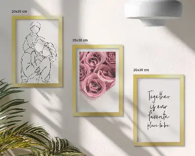 Ramos de rosas con inscripciones familiares tríptico enmarcado