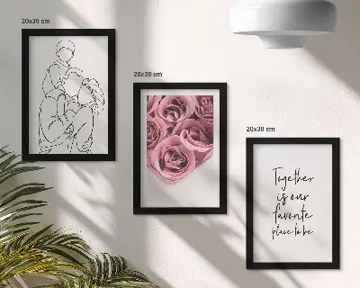 Ramos de rosas con inscripciones familiares tríptico enmarcado