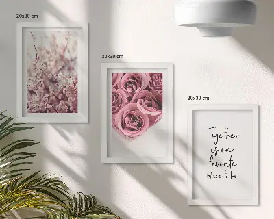 Juego de 3 cuadros decorativos con motivos de flores y ramos de rosas con inscripción hecha a mano