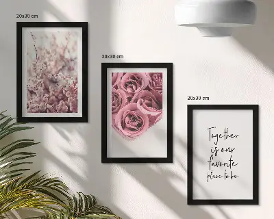 Juego de 3 cuadros decorativos con motivos de flores y ramos de rosas con inscripción hecha a mano