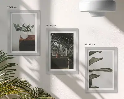 Juego de 3 cuadros decorativos con diseño de plantas en maceta de hojas rústicas