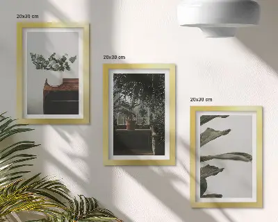 Juego de 3 cuadros decorativos con diseño de plantas en maceta de hojas rústicas