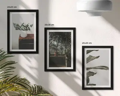 Juego de 3 cuadros decorativos con diseño de plantas en maceta de hojas rústicas